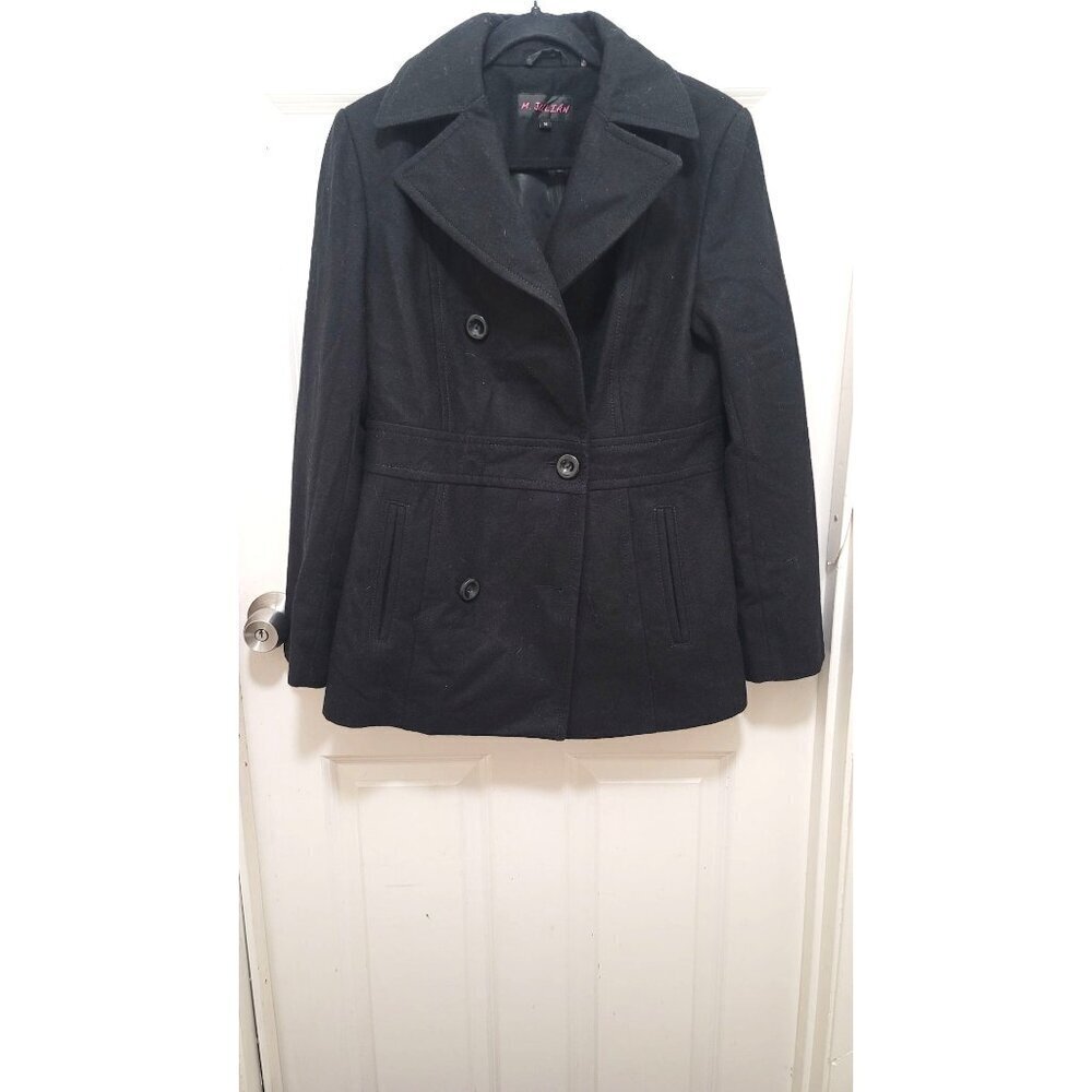 M Julian Women's‎  Black Double-Breasted Peacoat Size M